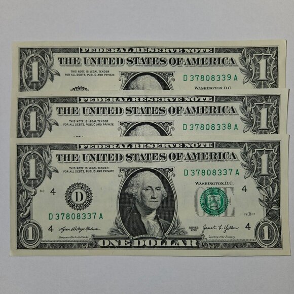 Us Mint Other - 3 One Dollar Bills Uncirculated Sequential‎ (EACH SLEEVED) - Series 2021 (B193)